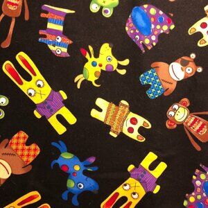 🛒 $16 Quilt Fabric Cotton - 2 yards Sock Animals Kids print